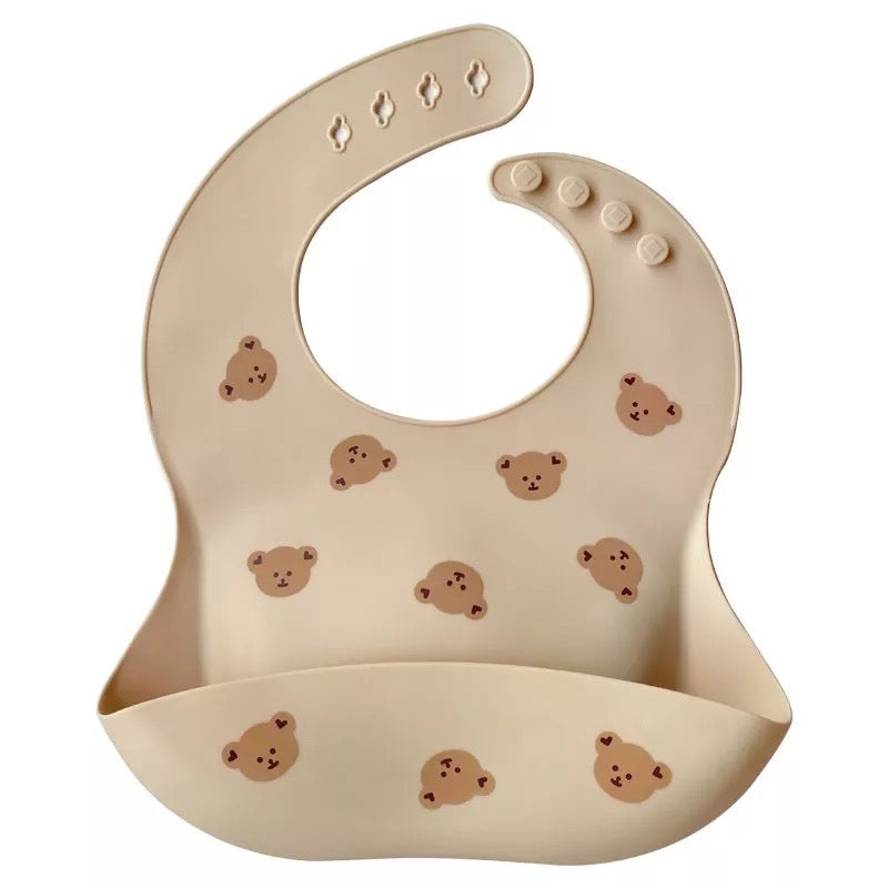 Convenient Silicone Baby Bib with Teddy Bear Pattern by K Mitchell Collections