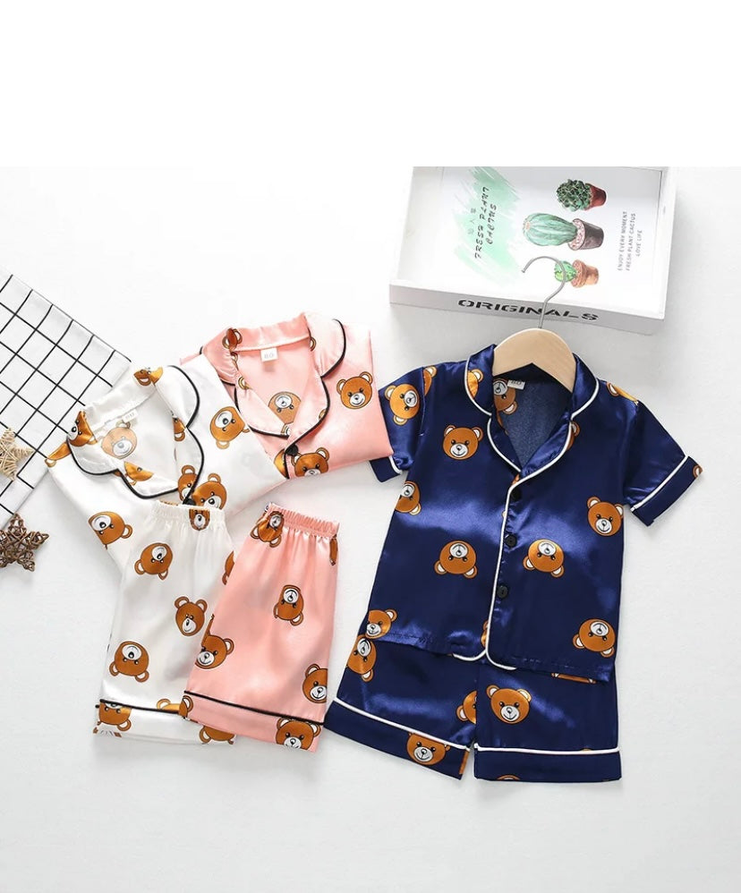 Teddy Bear Silk Pajama Set – Lullababy